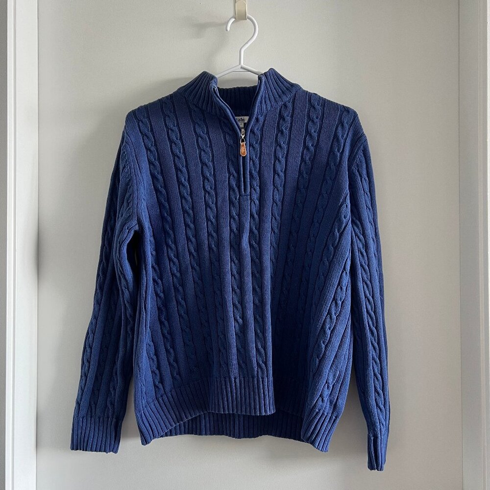 2/$20🛍Tabi Blue Cable Knit Quarter Zip Sweater Cotton L